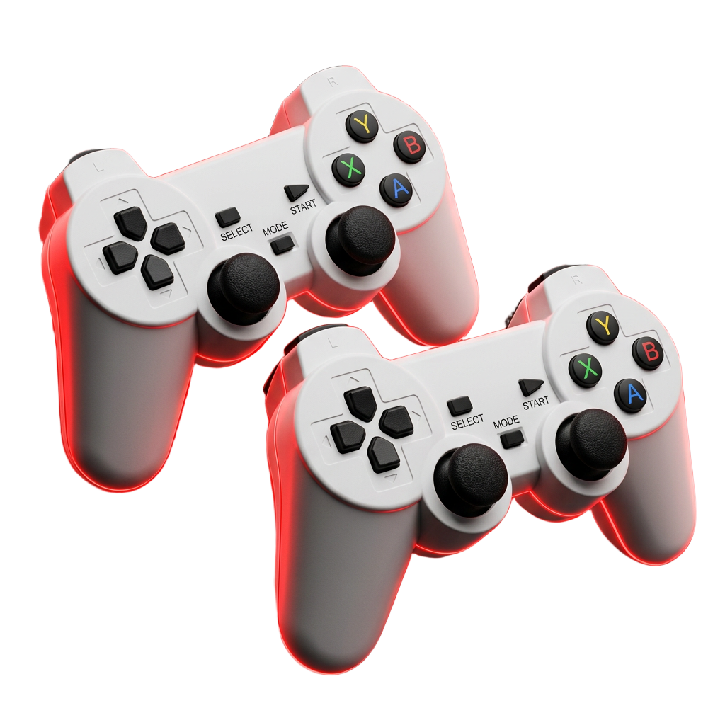 Dois controles sem fio brancos do Game Stick X3 Pro